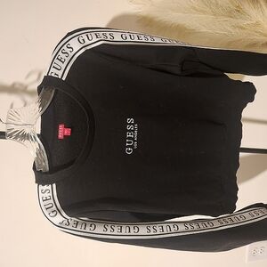 GUESS Black Crewneck with Logo Tape